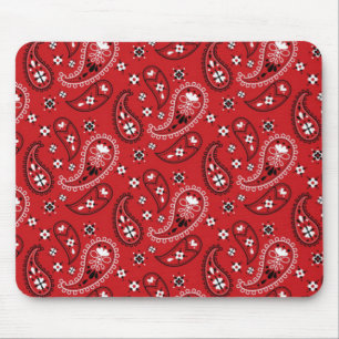 Paisley Pattern with Red Background-23214 Mouse Pad