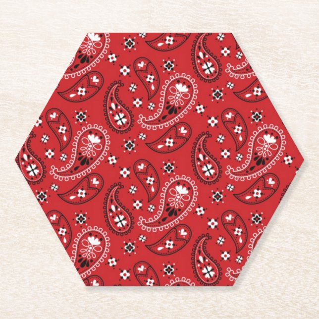Paisley Pattern with Red Background-23214 Paper Coaster (Front)