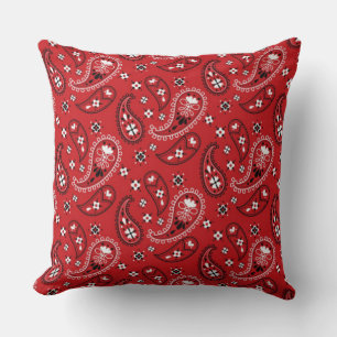 Paisley Pattern with Red Background-23214 Throw Pillow