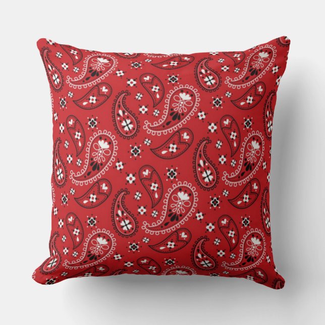 Paisley Pattern with Red Background-23214 Throw Pillow (Front)