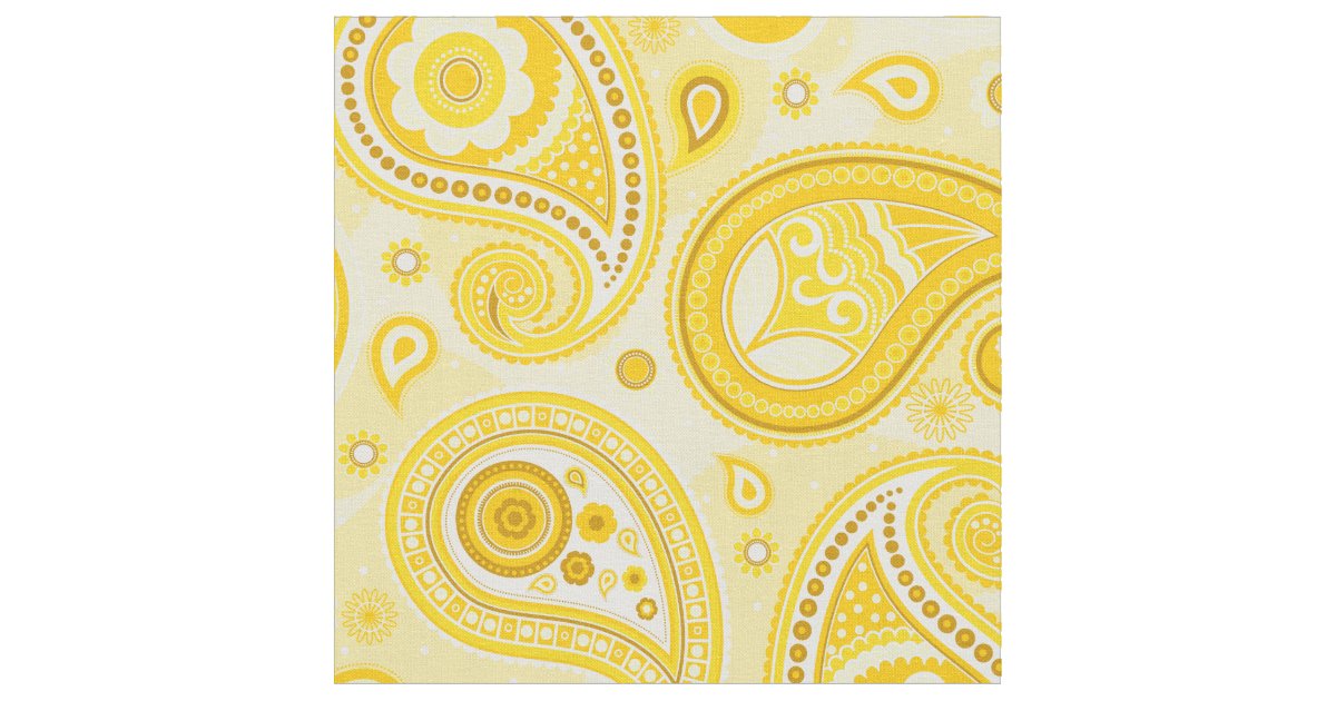 Paisley pattern yellow colour fabric Zazzle