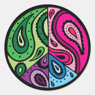 Paisley Peace Black Stickers