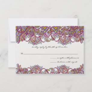 Paisley Peacock Château rose mariage Invitations