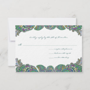 Paisley Peacock Colonnes Mariage Cartes de réponse