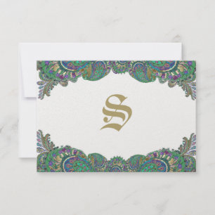 Paisley Peacock Colonnes Mariage Cartes de réponse