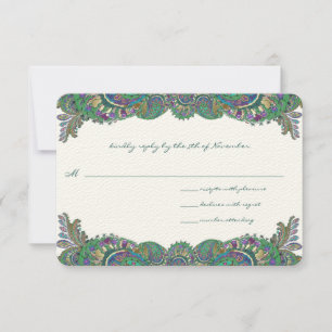 Paisley Peacock Colonnes Mariage Cartes de réponse