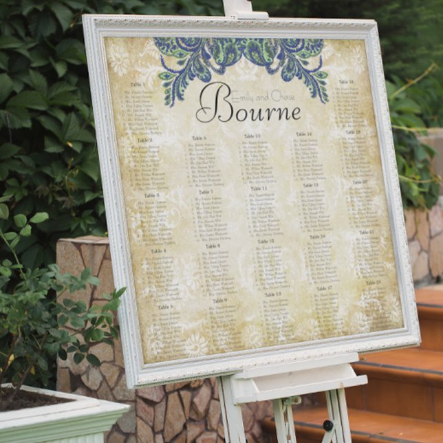 Paisley Peacock Colours Reception Seating Chart (Creator Uploaded)