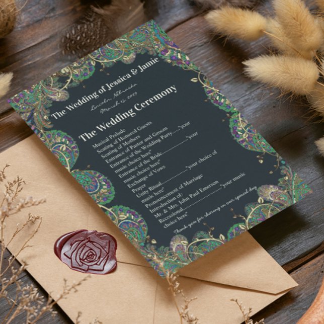Paisley Peacock Colours Wedding Program (Creator Uploaded)
