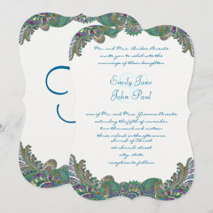 Paisley Peacock Couleurs Mariage Invitations