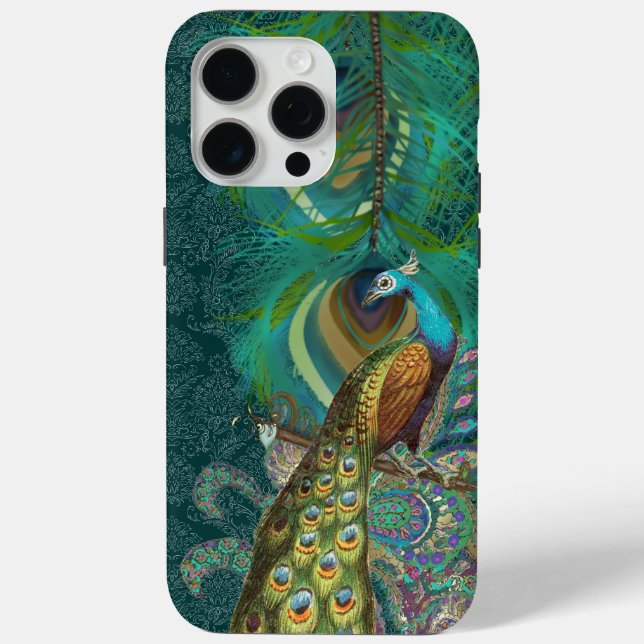 PAISLEY Peacock & Feather GOLD COPPER AND GREEN Case-Mate iPhone Case (Back)