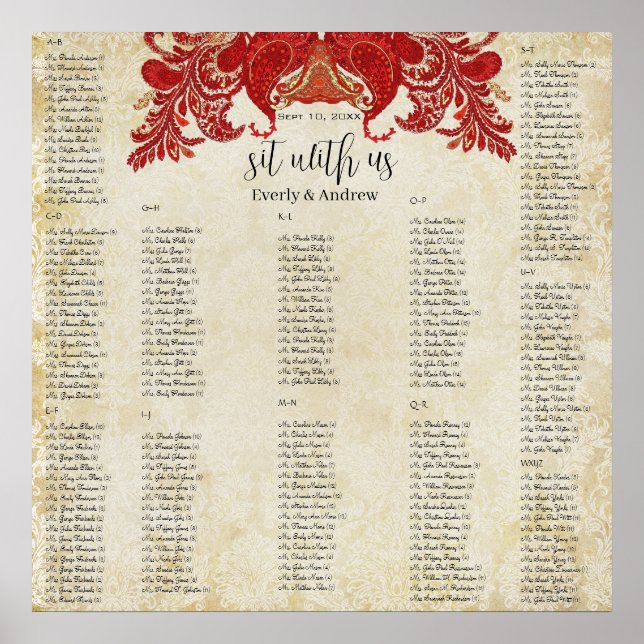 Paisley Peacock- Use 35 x 35 size (200 guests) Poster (Front)