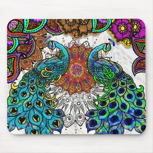 Paisley Peacocks Mouse Pad (Front)