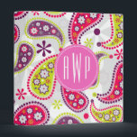Paisley & Pink Monogram Binder<br><div class="desc">A gift featuring a girly paisley pattern.  Personalize with your monogram on pink circle.</div>