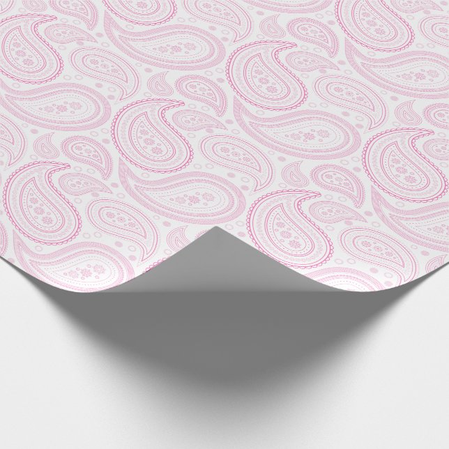 Paisley Pink on White Wrapping Paper (Corner)