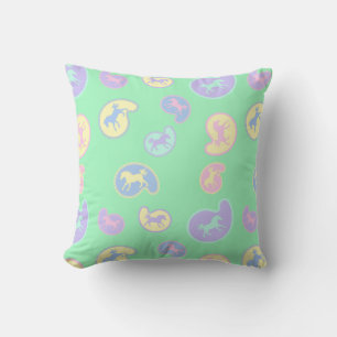 Paisley Ponies Throw Pillow