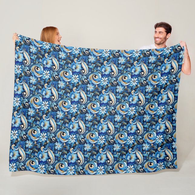 Paisley Print Fleece Blanket (In Situ)