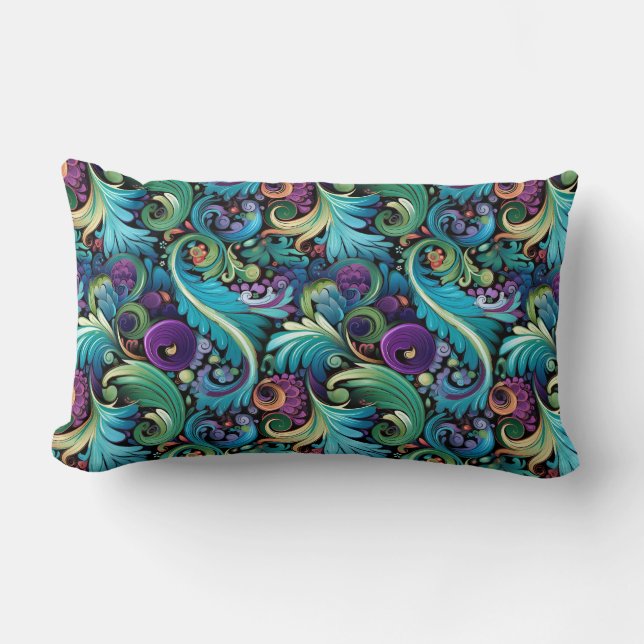 Paisley Print Lumbar Pillow (Front)