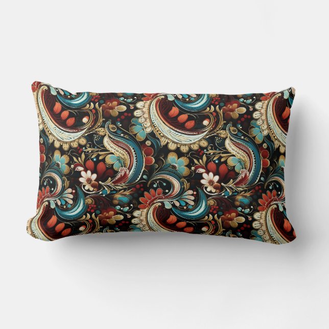 Paisley Print Lumbar Pillow (Front)