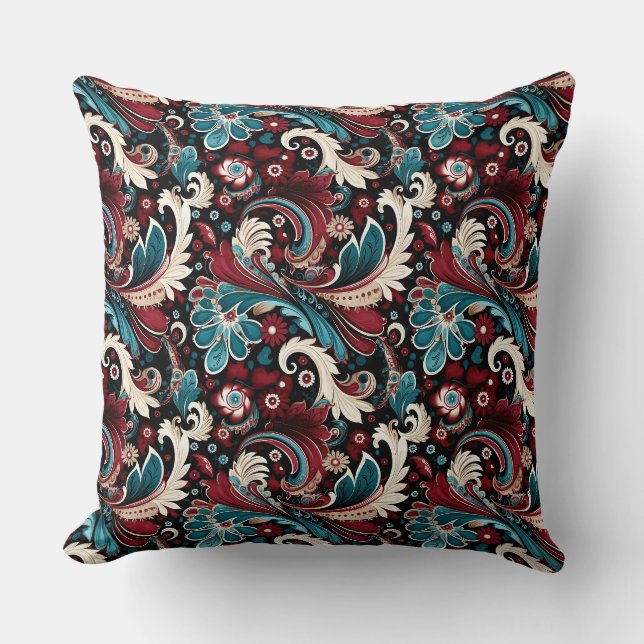 Paisley Print Throw Pillow (Front)