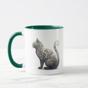 Paisley Profile Cat Mug