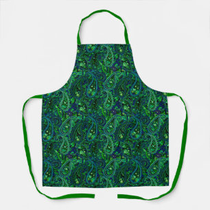 Paisley Profusion Vibrant Floral Blue Green   Apron