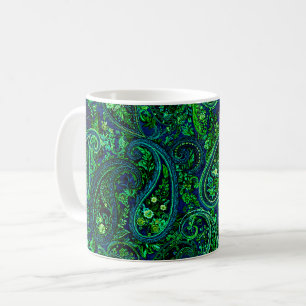 Paisley Profusion Vibrant Floral Blue Green Coffee Mug