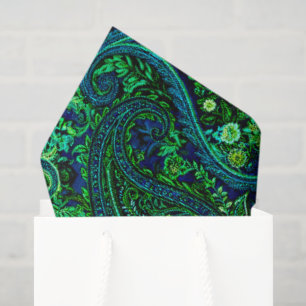 Paisley Profusion Vibrant Floral Blue Green   Tissue Paper