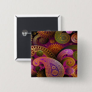 Paisley Purple 2 Inch Square Button