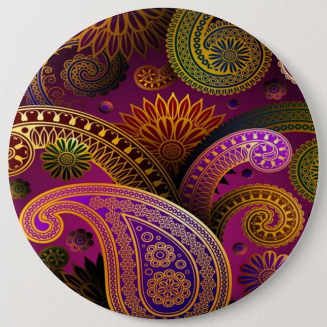 Paisley Purple 6 Inch Round Button (Front)