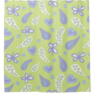 Paisley Purple and Lime Butterflies and Hearts