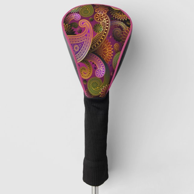 Paisley Purple Golf Head Cover (Front)
