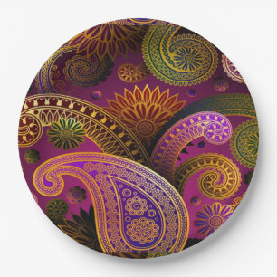 Paisley Purple Paper Plate