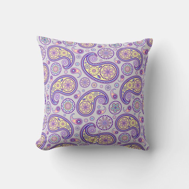 Paisley Purple Pattern Throw Pillow (Front)