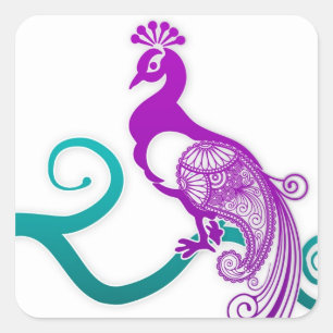 Paisley Purple Peacock Wedding Envelope Seal
