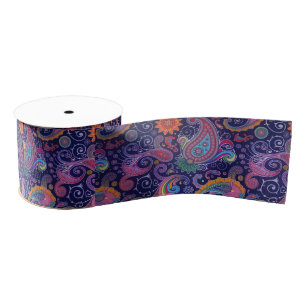 Paisley Purple pink Grosgrain Ribbon
