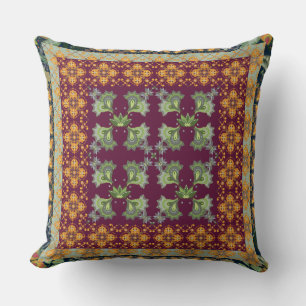 Paisley Quilt Patterned Faux Quilt Style Throw Pillow
