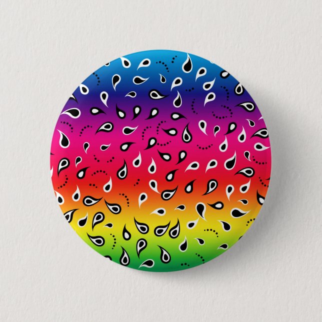 Paisley Rainbow 2 Inch Round Button (Front)