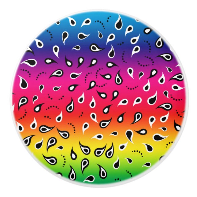 Paisley Rainbow Ceramic Knob (Front)
