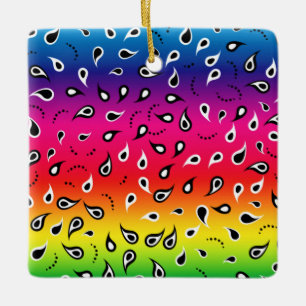 Paisley Rainbow Ceramic Ornament