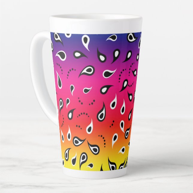 Paisley Rainbow Latte Mug (Left Angle)