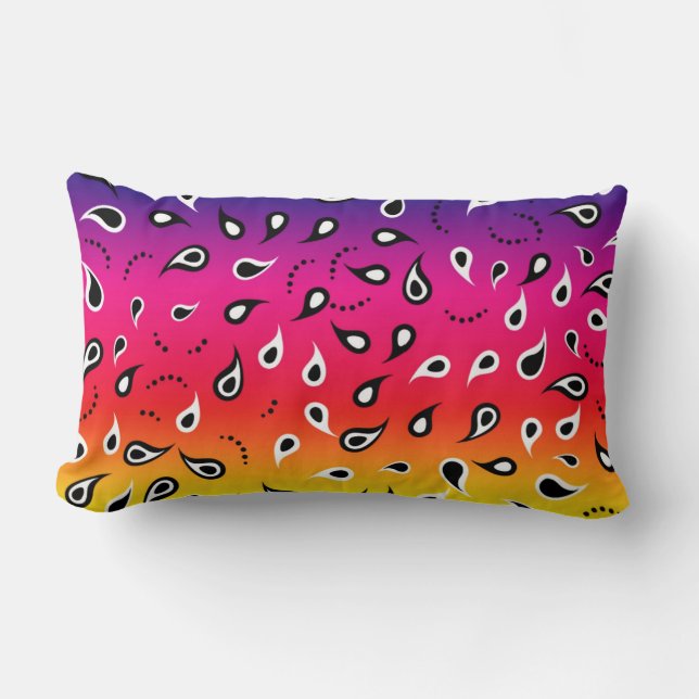 Paisley Rainbow Lumbar Pillow (Front)