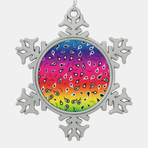 Paisley Rainbow Snowflake Pewter Christmas Ornament