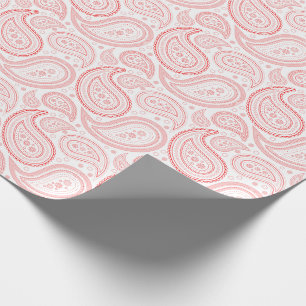 Paisley Red on White Wrapping Paper