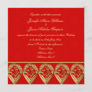 Paisley rouge et or Faire-part de mariage indien