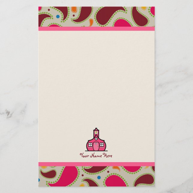 Paisley & Schoolhouse Personalized Teacher Stationery (Front)