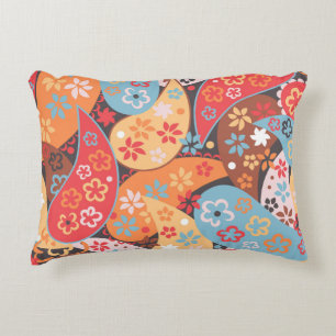 Paisley seamless pattern, colorful vintage hand dr accent pillow