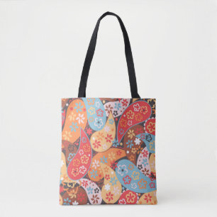 Paisley seamless pattern, colorful vintage hand dr tote bag