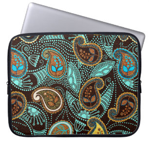 Paisley seamless pattern, jeans texture effect laptop sleeve