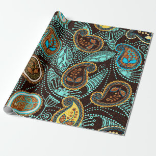 Paisley seamless pattern, jeans texture effect wrapping paper