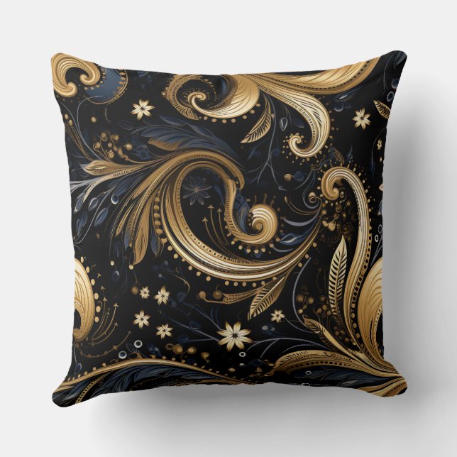 Paisley Seamless Pattern Throw Pillow (Back)